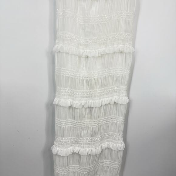 Commense Spaghetti Strap Tiered Maxi Dress size XL White Sparkle Bodycon NEW - Picture 5 of 16